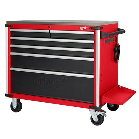 milwaukee tool box stainless steel top|milwaukee workbench with drawers.